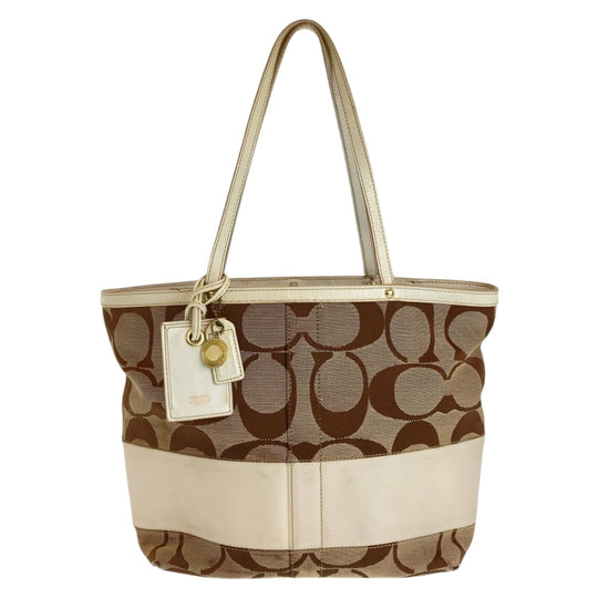 COACH Tote Bag canvas Brown Signature