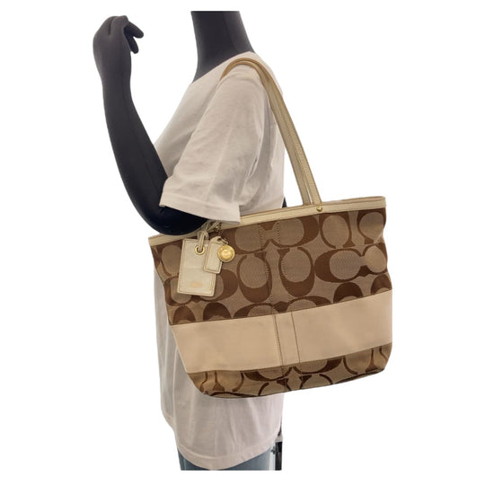 COACH Tote Bag canvas Brown Signature