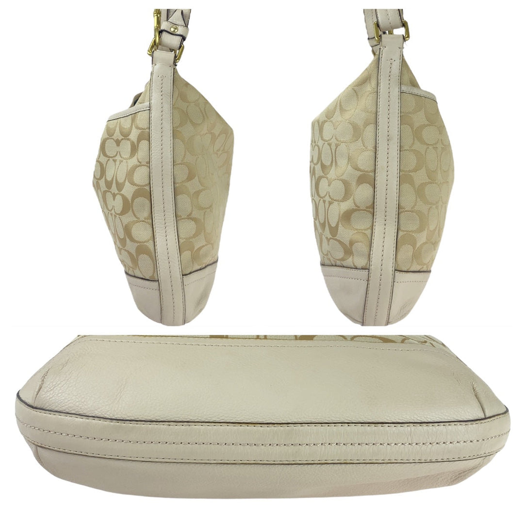 COACH Shoulder Bag canvas beige Signature