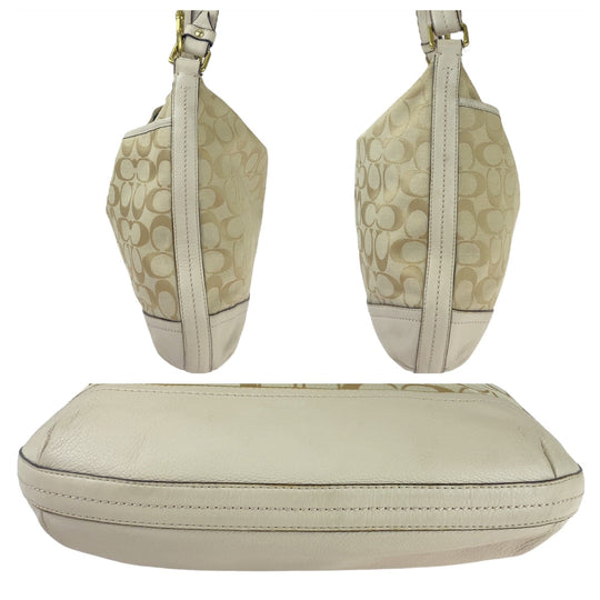 COACH Shoulder Bag canvas beige Signature