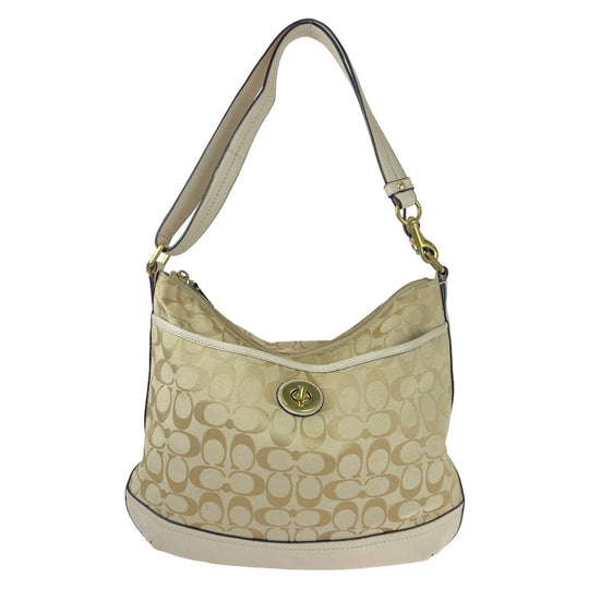 COACH Shoulder Bag canvas beige Signature