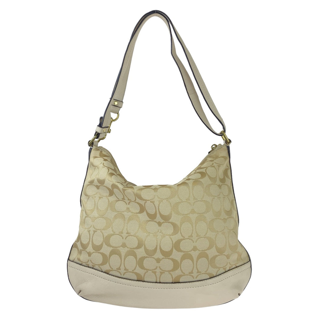 COACH Shoulder Bag canvas beige Signature