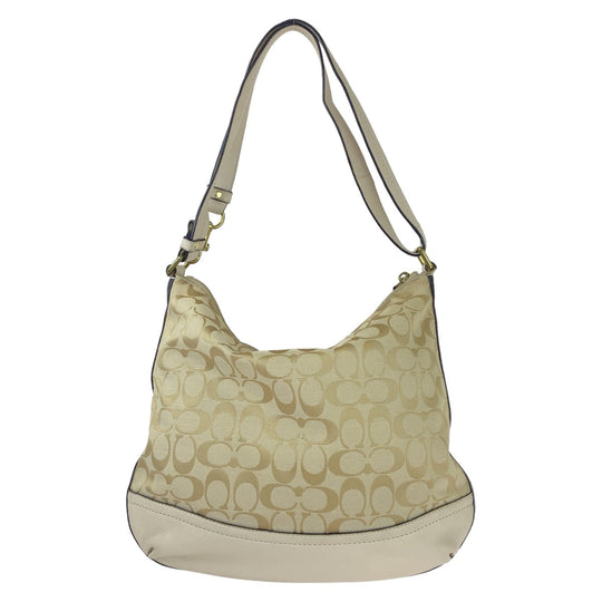 COACH Shoulder Bag canvas beige Signature