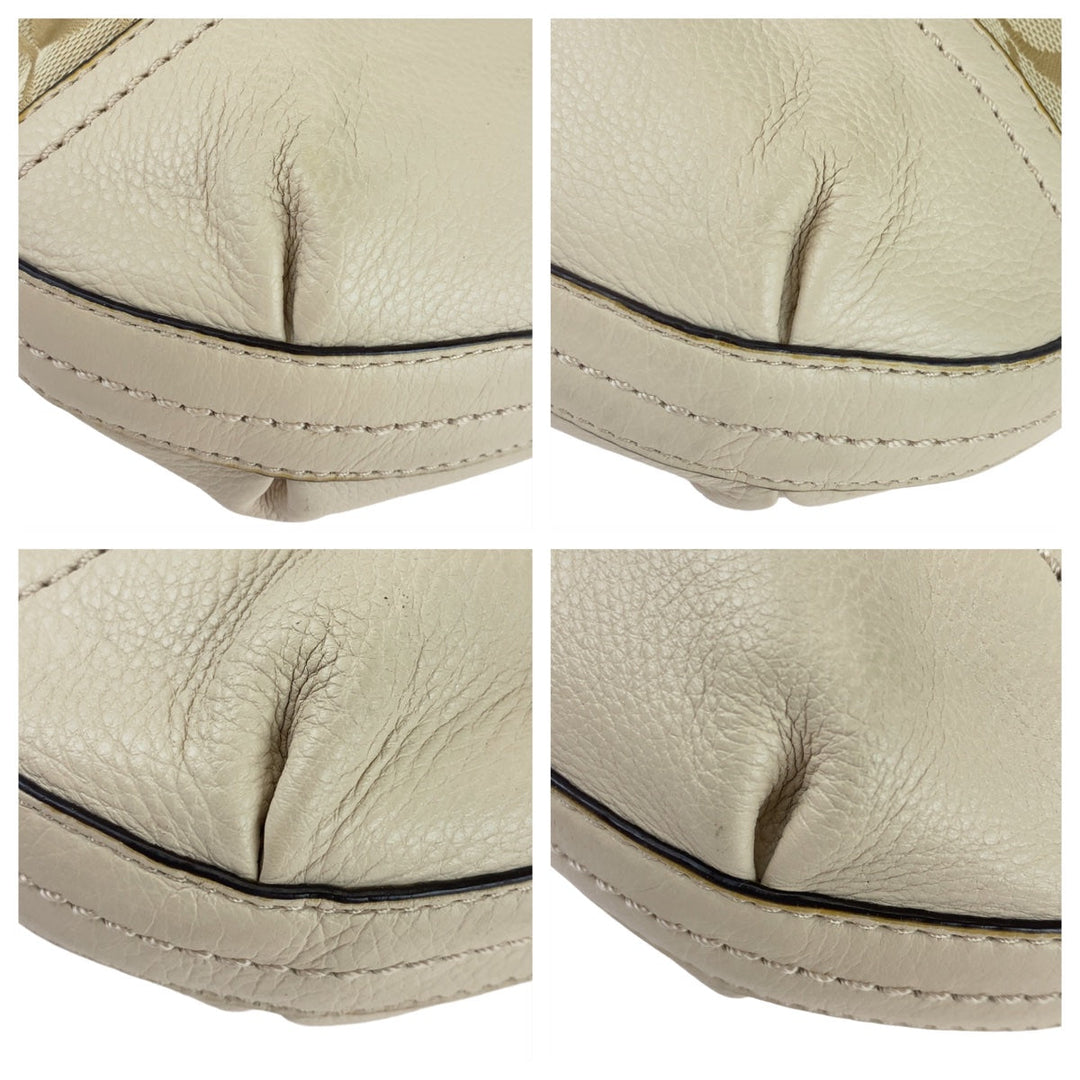 COACH Shoulder Bag canvas beige Signature