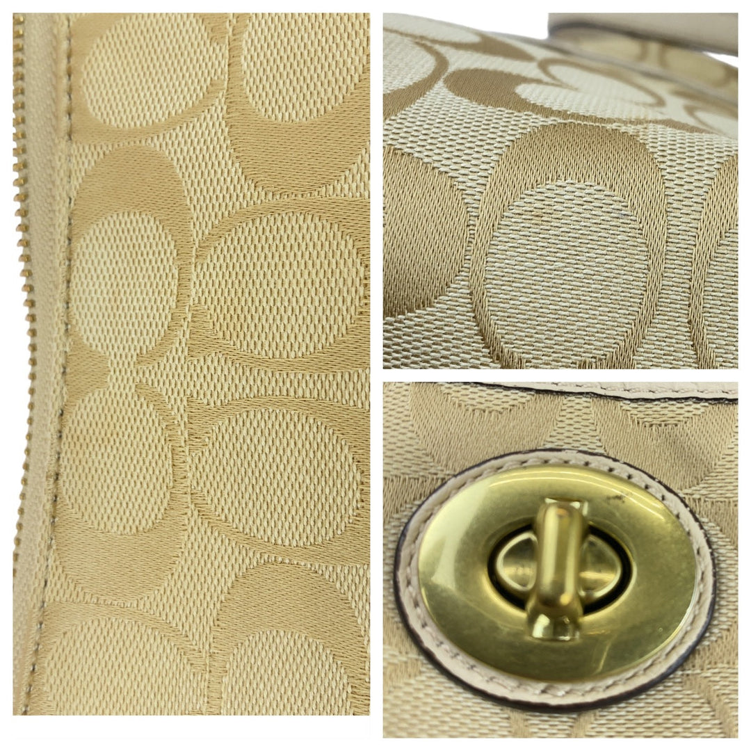 COACH Shoulder Bag canvas beige Signature