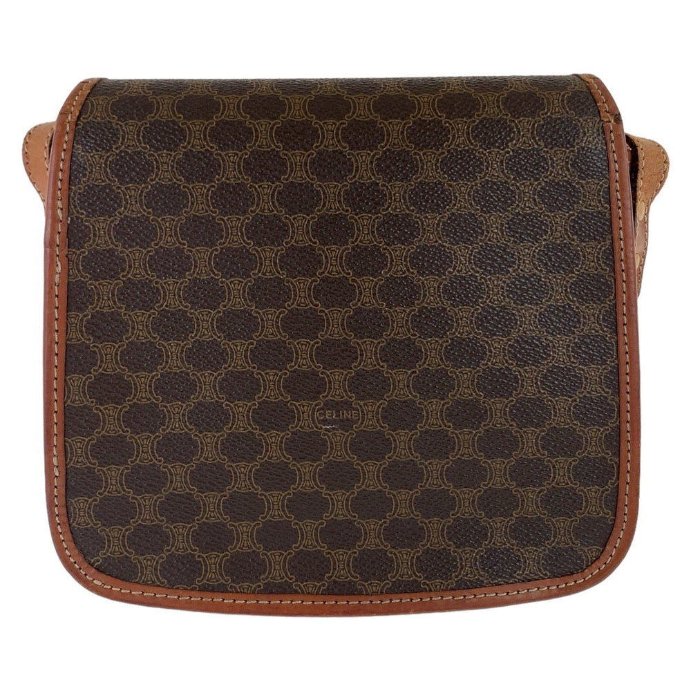 CELINE Shoulder Bag PVC, Leather Brown Gold Metal Crossbody Shoulder Bag Pochette Macadam Women Used Authentic
