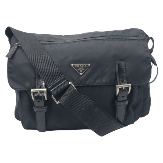 PRADA Shoulder Bag Nylon Black black Shoulder Bag Messenger bag Test Triangular logo mens Used Authentic