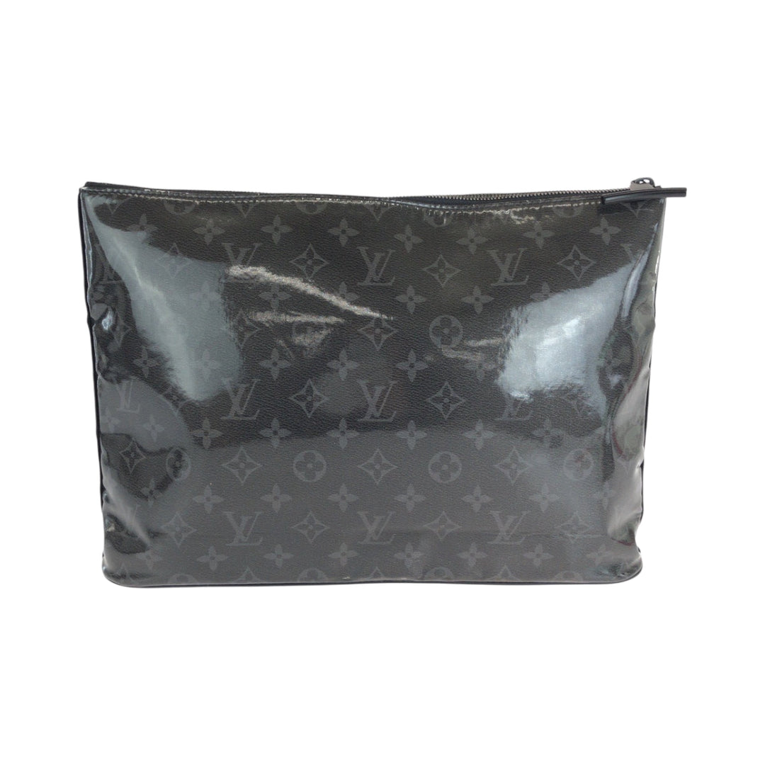 LOUIS VUITTON Clutch bag M63373 Patent leather Black SilverMetal Clutch bag business bag Monogram Eclipse pochette cosmos mens Used Authentic