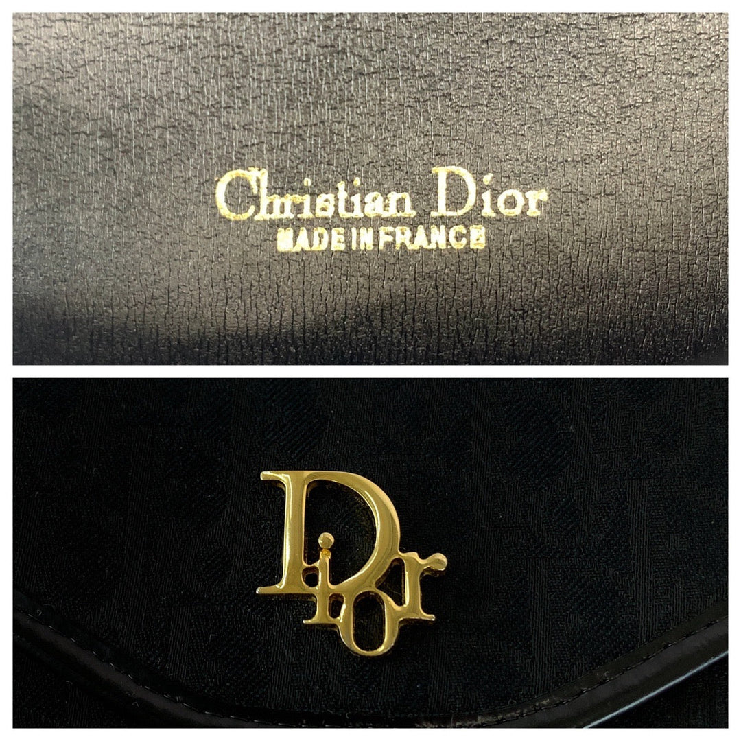 Christian Dior Shoulder Bag canvas Black GoldMetal ChainShoulder Bag Crossbody Trotter Women Used Authentic