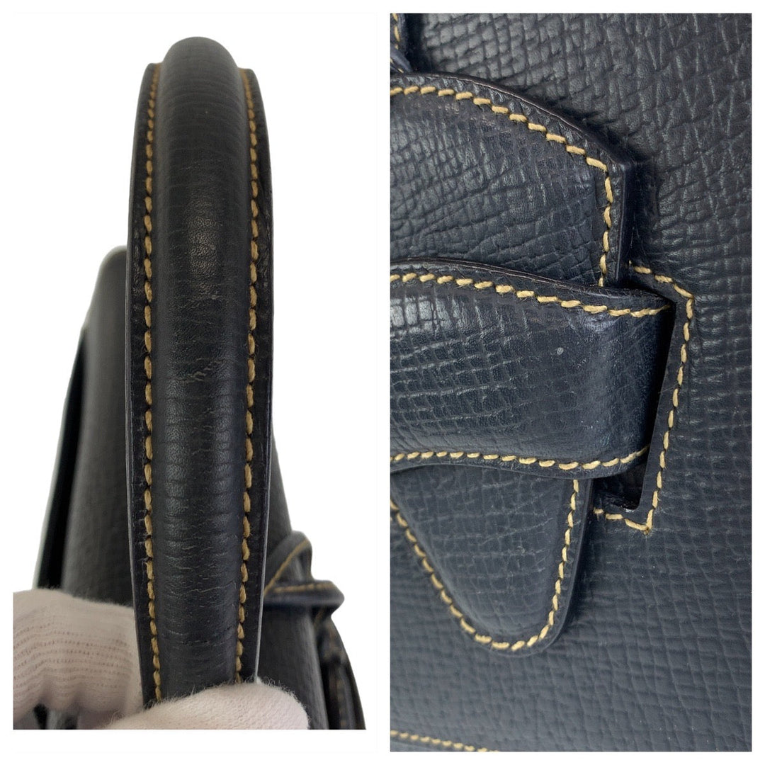 LOEWE Handbag leather Navy Handbag Barcelona Women Used Authentic