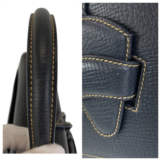 LOEWE Handbag leather Navy Handbag Barcelona Women Used Authentic