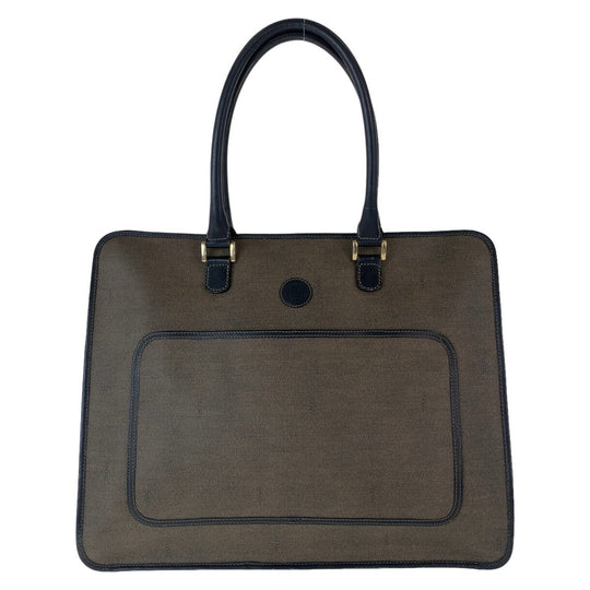 FENDI Business bag PVC, Leather Brown Gold Metal Business Bag Tote Bag A4 compatible Women Used Authentic
