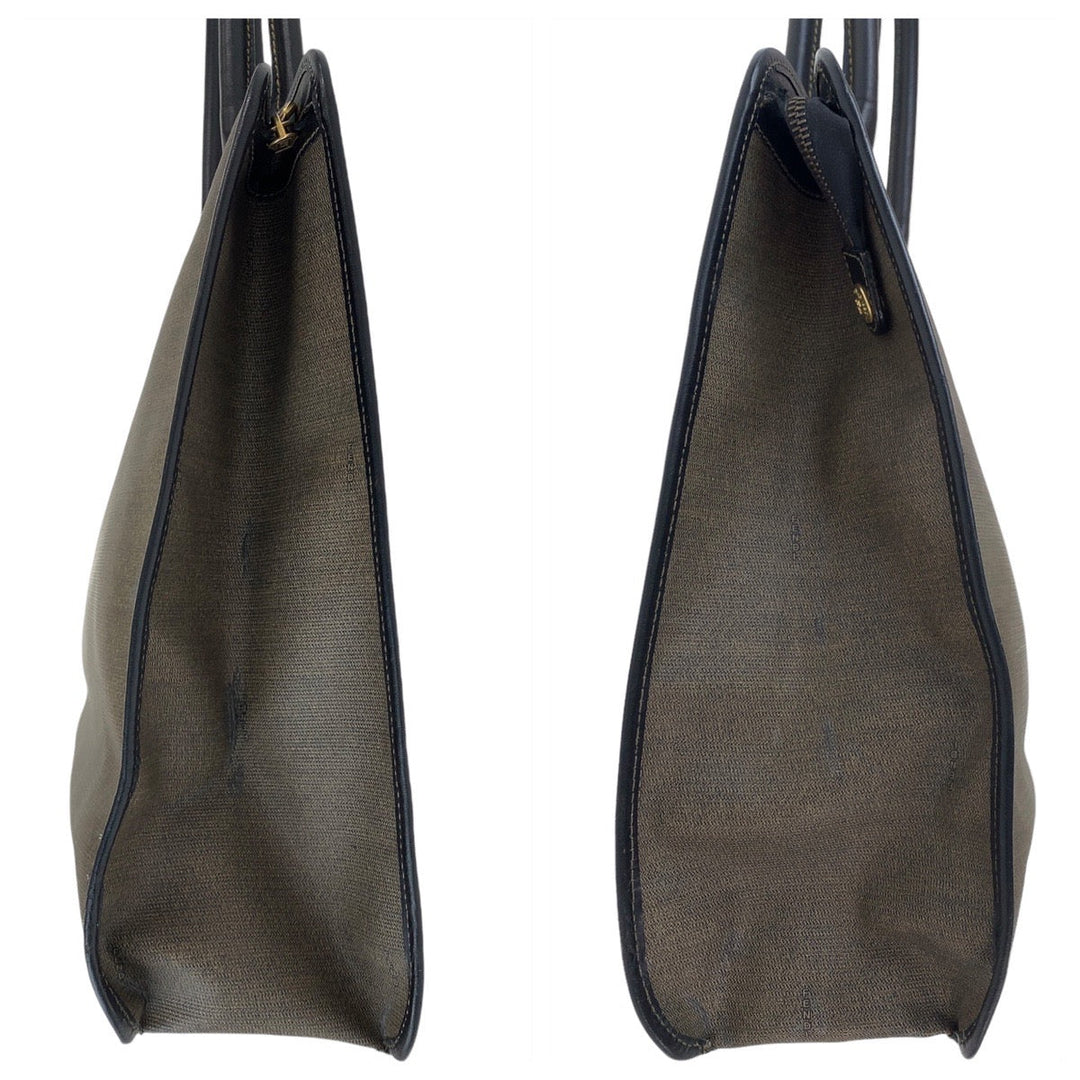 FENDI Business bag PVC, Leather Brown Gold Metal Business Bag Tote Bag A4 compatible Women Used Authentic