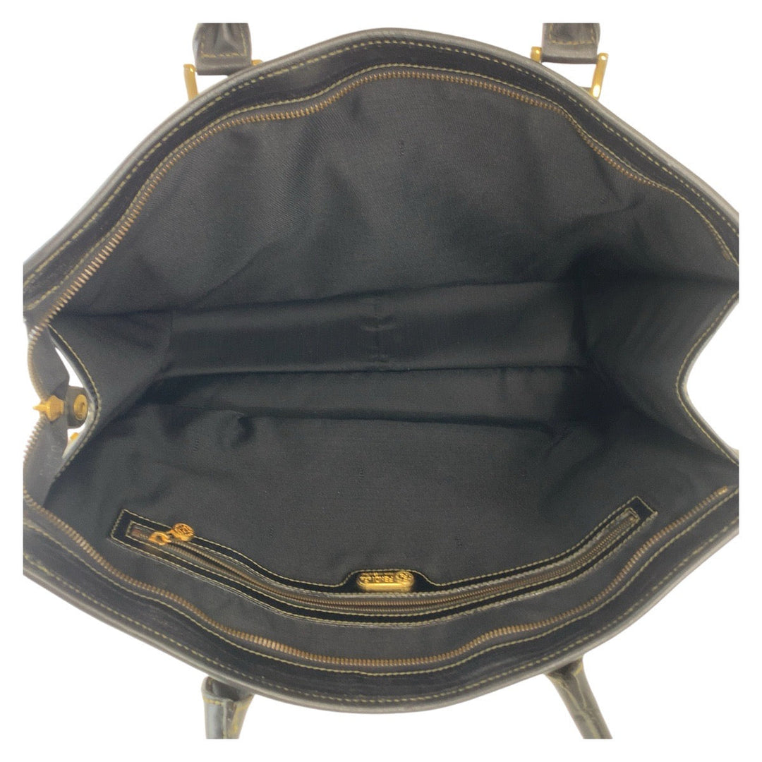 FENDI Business bag PVC, Leather Brown Gold Metal Business Bag Tote Bag A4 compatible Women Used Authentic