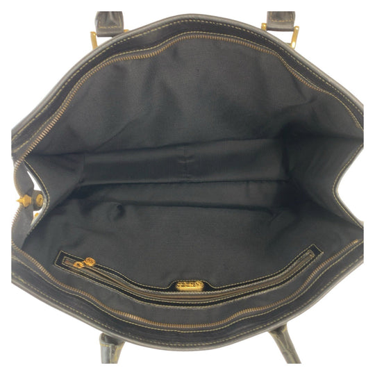 FENDI Business bag PVC, Leather Brown Gold Metal Business Bag Tote Bag A4 compatible Women Used Authentic