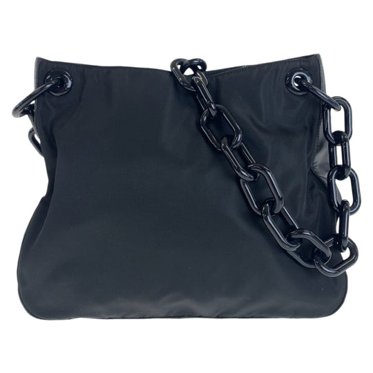 PRADA Shoulder Bag Nylon, Leather, Plastic Black black Test Women Used Authentic