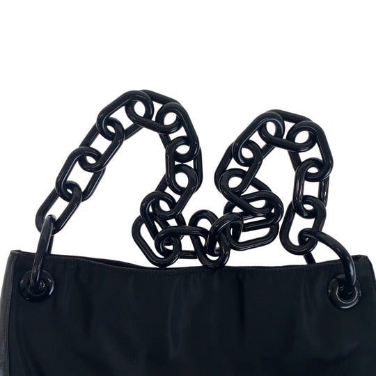 PRADA Shoulder Bag Nylon, Leather, Plastic Black black Test Women Used Authentic
