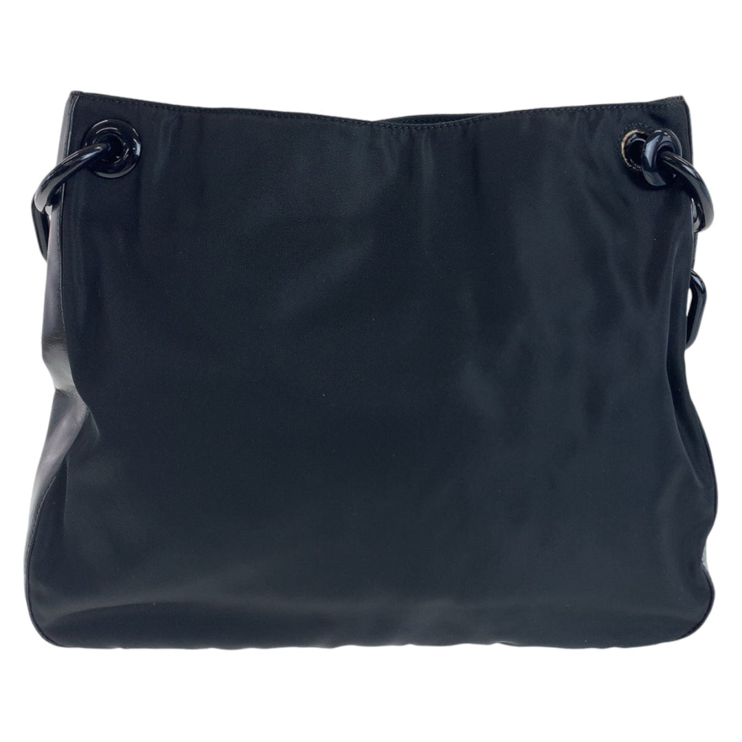 PRADA Shoulder Bag Nylon, Leather, Plastic Black black Test Women Used Authentic