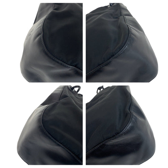 PRADA Shoulder Bag Nylon, Leather, Plastic Black black Test Women Used Authentic
