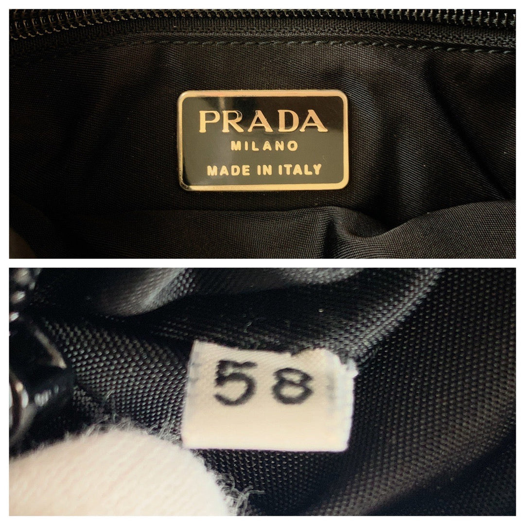 PRADA Shoulder Bag Nylon, Leather, Plastic Black black Test Women Used Authentic