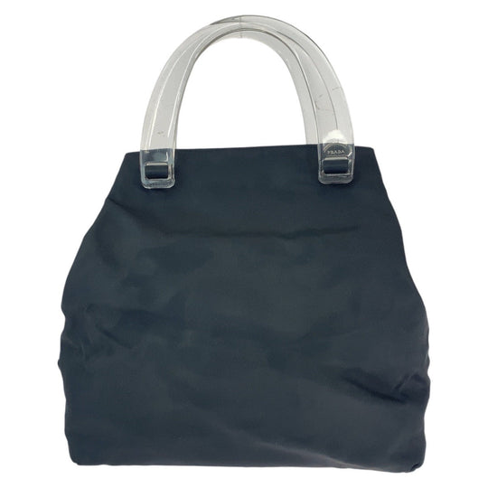 PRADA Tote Bag Nylon, Plastic Black SilverMetal Tote Bag handbag Test Triangle With logo Women Used Authentic