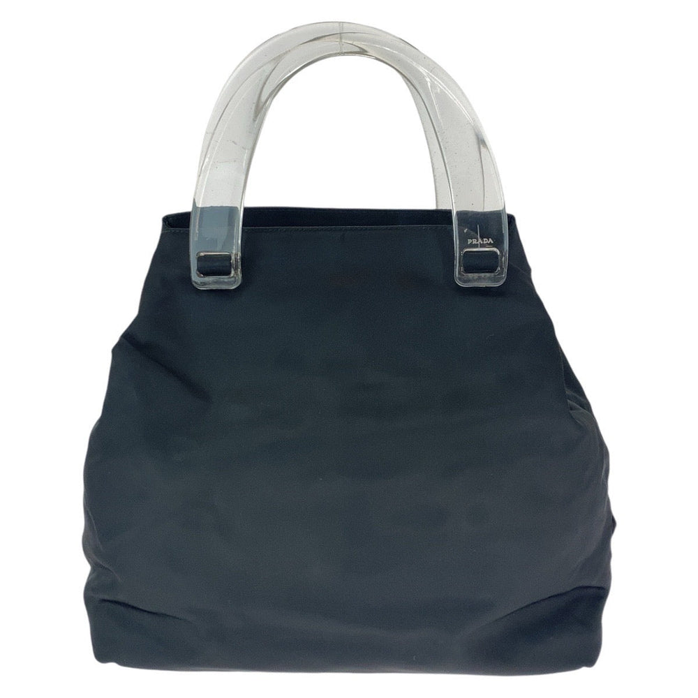 PRADA Tote Bag Nylon, Plastic Black SilverMetal Tote Bag handbag Test Triangle With logo Women Used Authentic