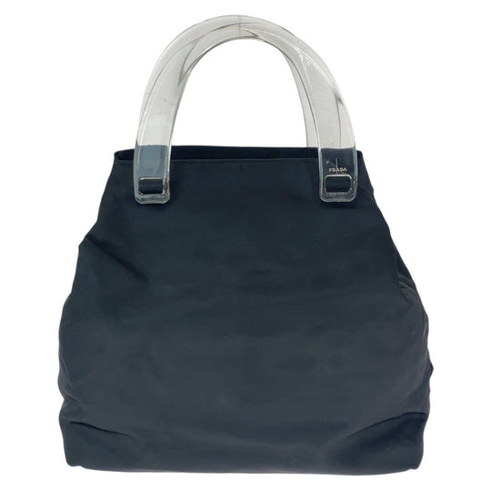 PRADA Tote Bag Nylon, Plastic Black SilverMetal Tote Bag handbag Test Triangle With logo Women Used Authentic