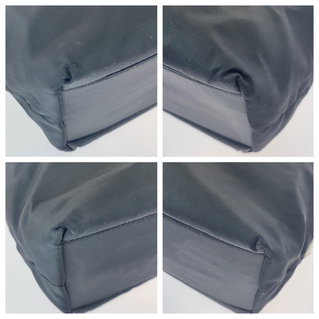PRADA Tote Bag Nylon, Plastic Black SilverMetal Tote Bag handbag Test Triangle With logo Women Used Authentic