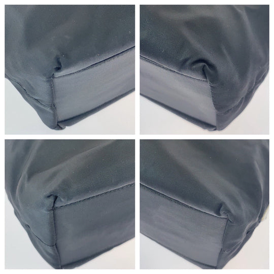 PRADA Tote Bag Nylon, Plastic Black SilverMetal Tote Bag handbag Test Triangle With logo Women Used Authentic