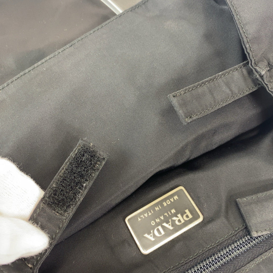 PRADA Tote Bag Nylon, Plastic Black SilverMetal Tote Bag handbag Test Triangle With logo Women Used Authentic
