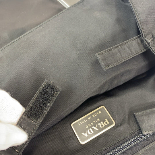 PRADA Tote Bag Nylon, Plastic Black SilverMetal Tote Bag handbag Test Triangle With logo Women Used Authentic