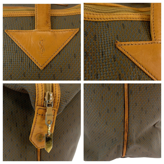 Yves Saint Laurent Boston Duffel bag PVC, Leather Brown Gold Metal Boston Duffel bag unisex YSL Women Used Authentic