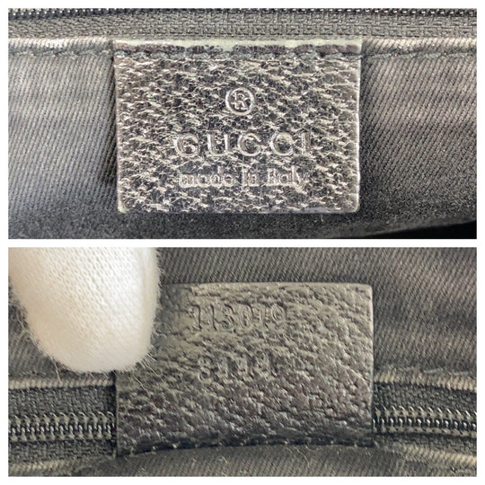 GUCCI Tote Bag 113019 GG canvas, leather Black SilverMetal Tote Bag handbag Women Used Authentic