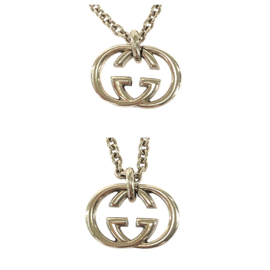 GUCCI Necklace 190484 Silver925 Silver Necklace Pendant Interlocking GG logo Women Used Authentic