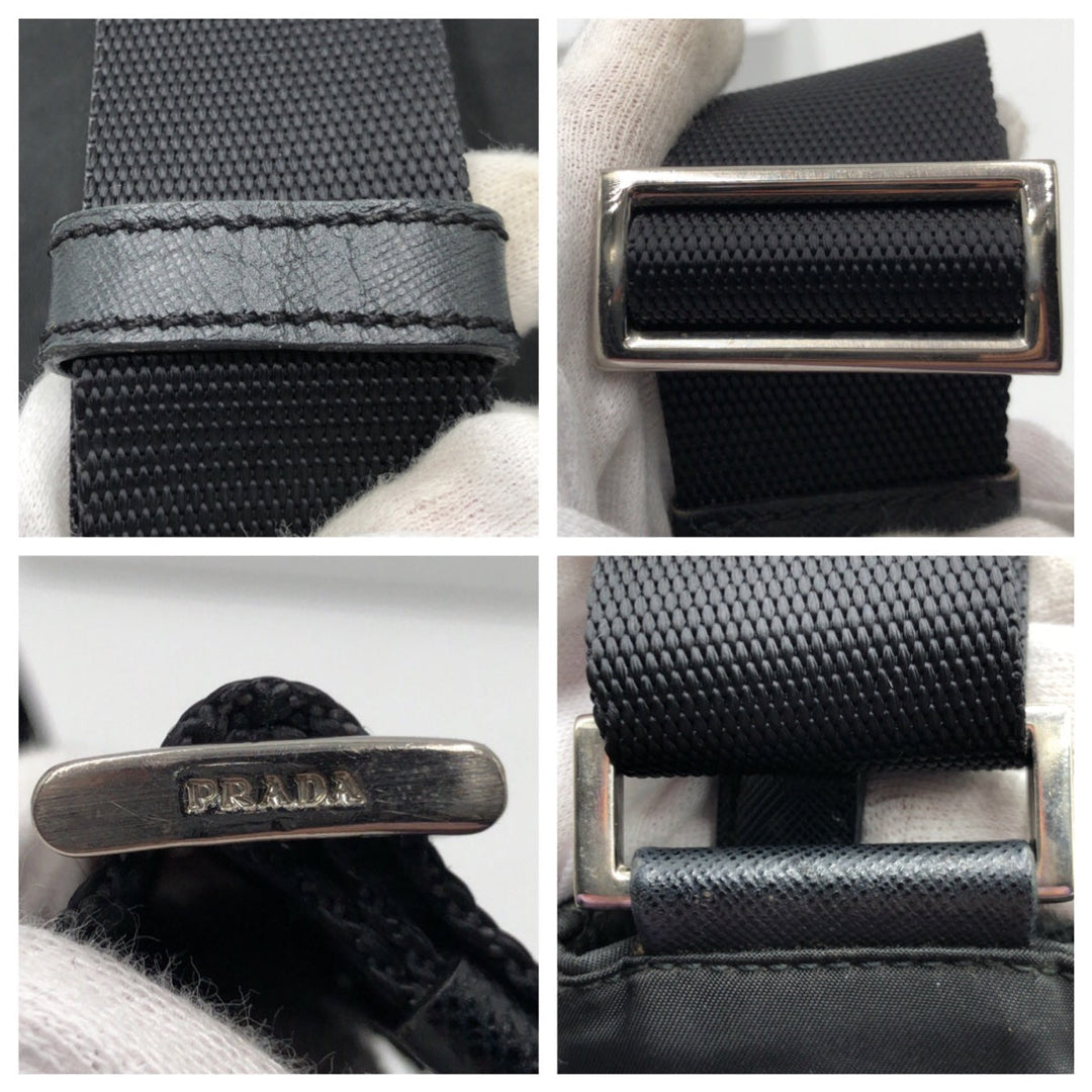 PRADA Shoulder Bag Nylon black Shoulder bag Messenger bag Test Triangular logo mens Used Authentic