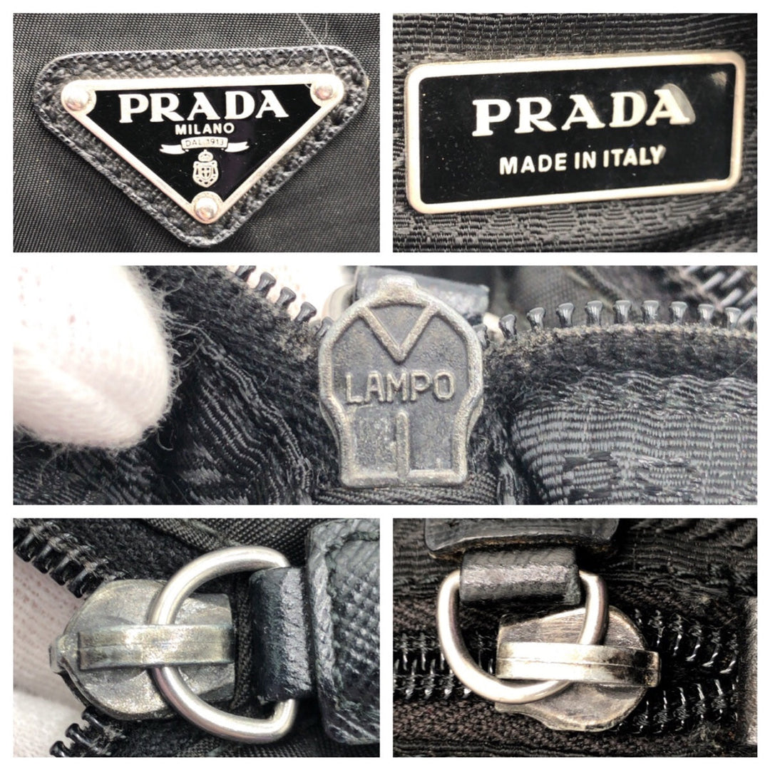 PRADA Shoulder Bag Nylon black Shoulder bag Messenger bag Test Triangular logo mens Used Authentic