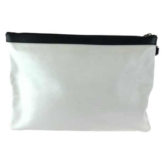 JIMMY CHOO Clutch bag leather White Black SilverMetal Clutch bag business bag DEREK Star studs mens Used Authentic