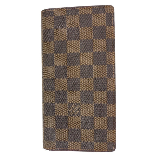 LOUIS VUITTON Long Wallet Purse N60017 PVC Brown Gold Metal Long Wallet Purse Damier Portefeuille Braza mens Used Authentic