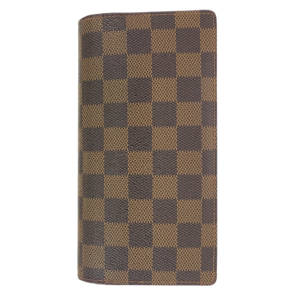 LOUIS VUITTON Long Wallet Purse N60017 PVC Brown Gold Metal Long Wallet Purse Damier Portefeuille Braza mens Used Authentic