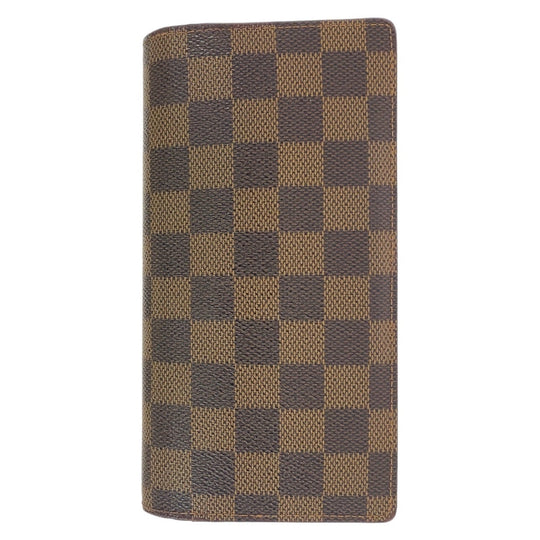 LOUIS VUITTON Long Wallet Purse N60017 PVC Brown Gold Metal Long Wallet Purse Damier Portefeuille Braza mens Used Authentic