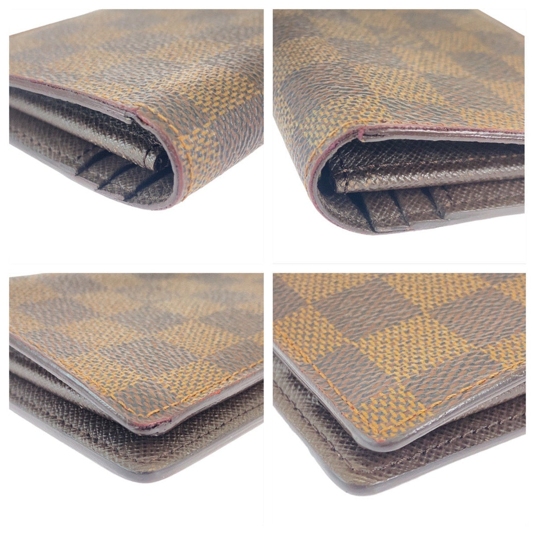 LOUIS VUITTON Long Wallet Purse N60017 PVC Brown Gold Metal Long Wallet Purse Damier Portefeuille Braza mens Used Authentic