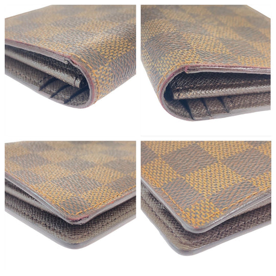 LOUIS VUITTON Long Wallet Purse N60017 PVC Brown Gold Metal Long Wallet Purse Damier Portefeuille Braza mens Used Authentic