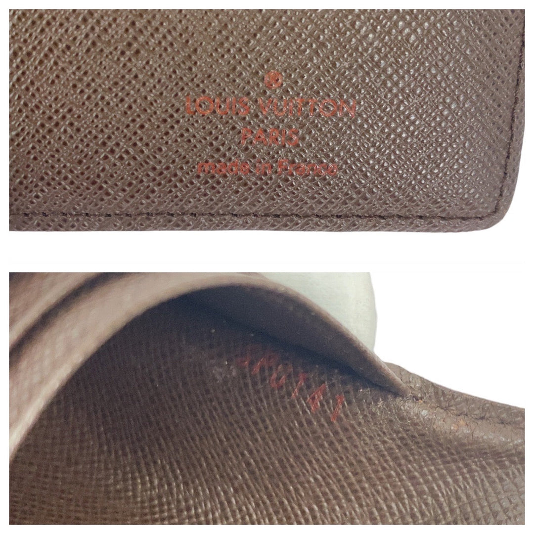 LOUIS VUITTON Long Wallet Purse N60017 PVC Brown Gold Metal Long Wallet Purse Damier Portefeuille Braza mens Used Authentic