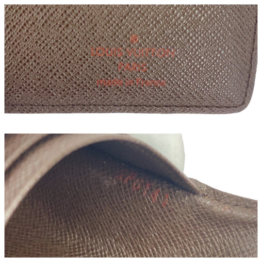 LOUIS VUITTON Long Wallet Purse N60017 PVC Brown Gold Metal Long Wallet Purse Damier Portefeuille Braza mens Used Authentic