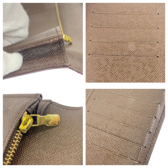 LOUIS VUITTON Long Wallet Purse N60017 PVC Brown Gold Metal Long Wallet Purse Damier Portefeuille Braza mens Used Authentic