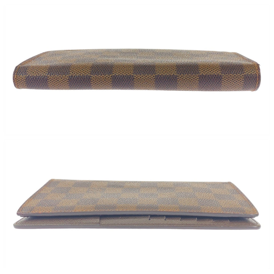 LOUIS VUITTON Long Wallet Purse N60017 PVC Brown Gold Metal Long Wallet Purse Damier Portefeuille Braza mens Used Authentic