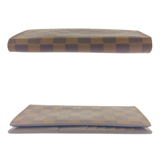 LOUIS VUITTON Long Wallet Purse N60017 PVC Brown Gold Metal Long Wallet Purse Damier Portefeuille Braza mens Used Authentic