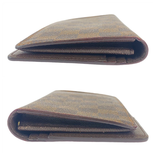 LOUIS VUITTON Long Wallet Purse N60017 PVC Brown Gold Metal Long Wallet Purse Damier Portefeuille Braza mens Used Authentic