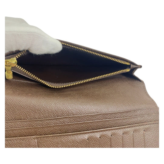 LOUIS VUITTON Long Wallet Purse N60017 PVC Brown Gold Metal Long Wallet Purse Damier Portefeuille Braza mens Used Authentic