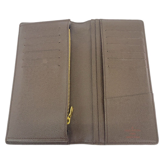 LOUIS VUITTON Long Wallet Purse N60017 PVC Brown Gold Metal Long Wallet Purse Damier Portefeuille Braza mens Used Authentic